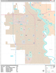 Grand Forks Wall Map Premium Style 2024